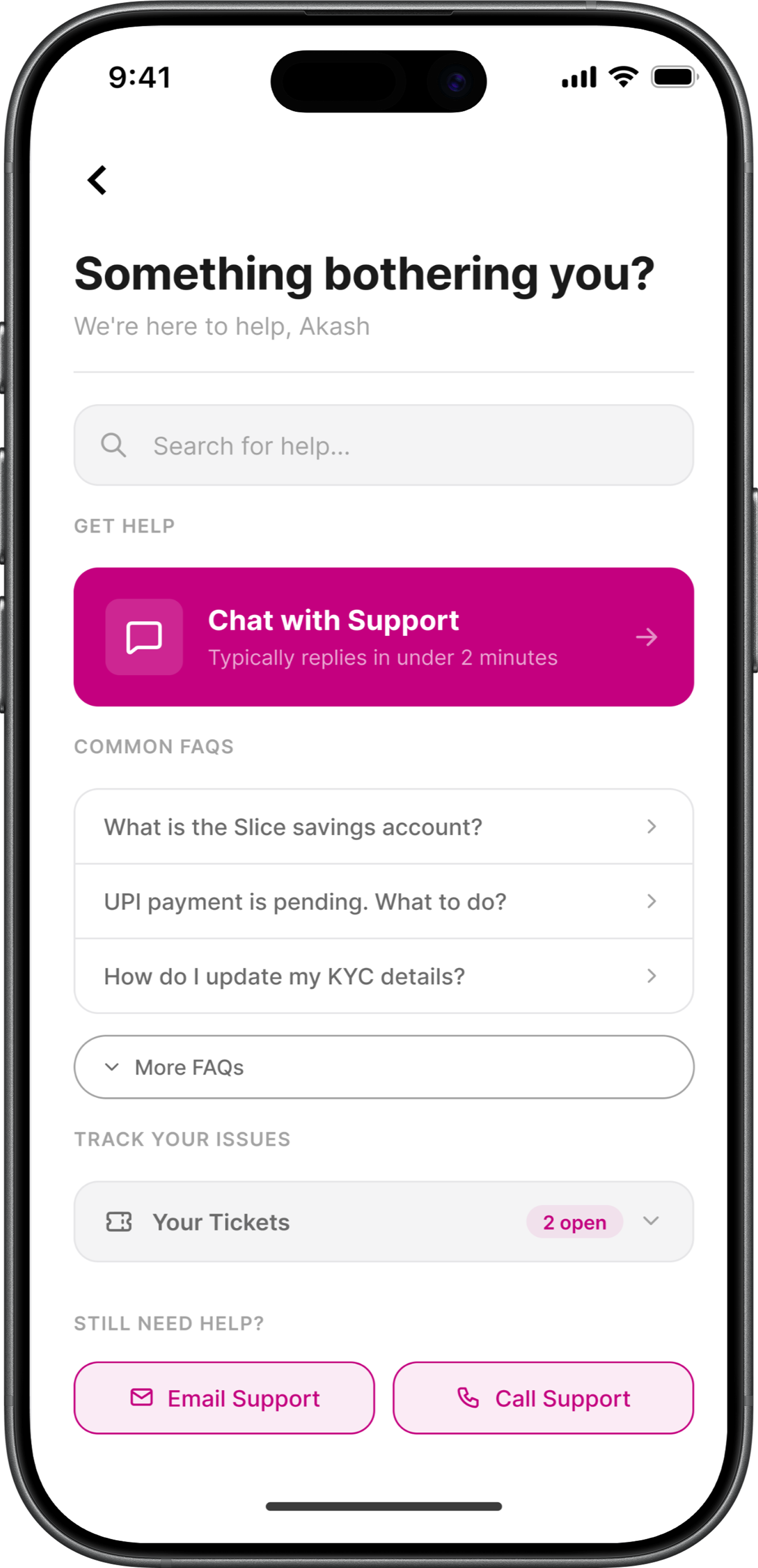 Customer Support Mockup